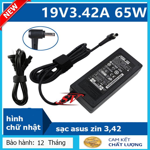 Sạc laptop asus 19v-3.42a hình chữ nhật - Tặng kèm dây nguồn sạc