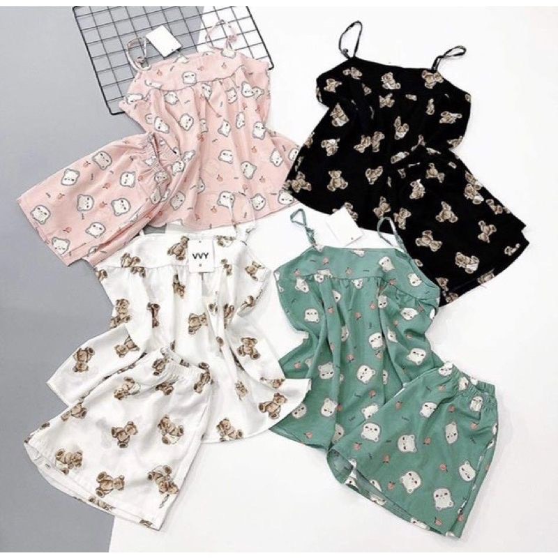 Bộ đồ ngủ pijama nữ hai dây  chất lụa Kate Thái mềm mịn
