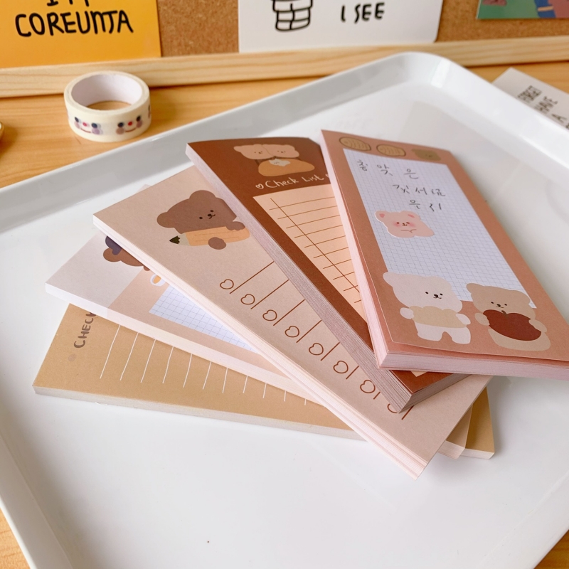 50 PCs cute bear note sticky memo pad thick cute memo pad-Hause