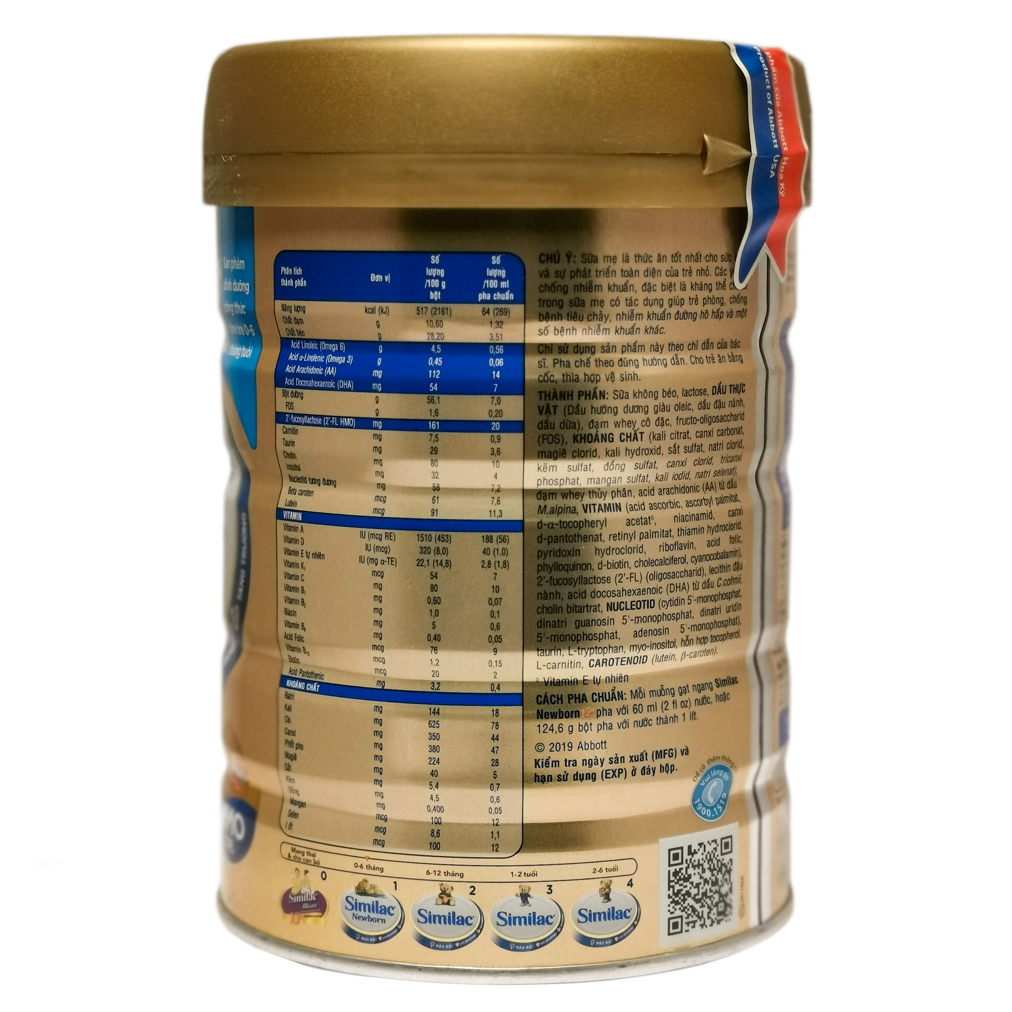 sữa bột abbott similac prodi-g 5 HMOs số 0+ lon 850g