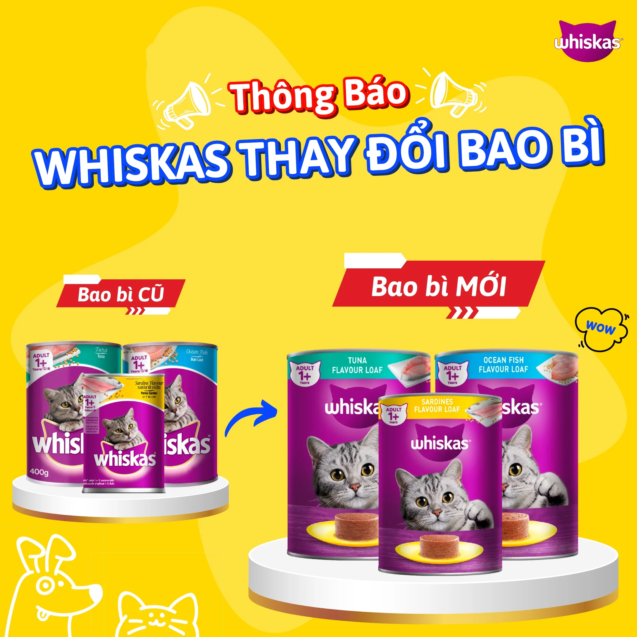 Pate Cho Mèo Lớn Whiskas Dạng Lon 400g