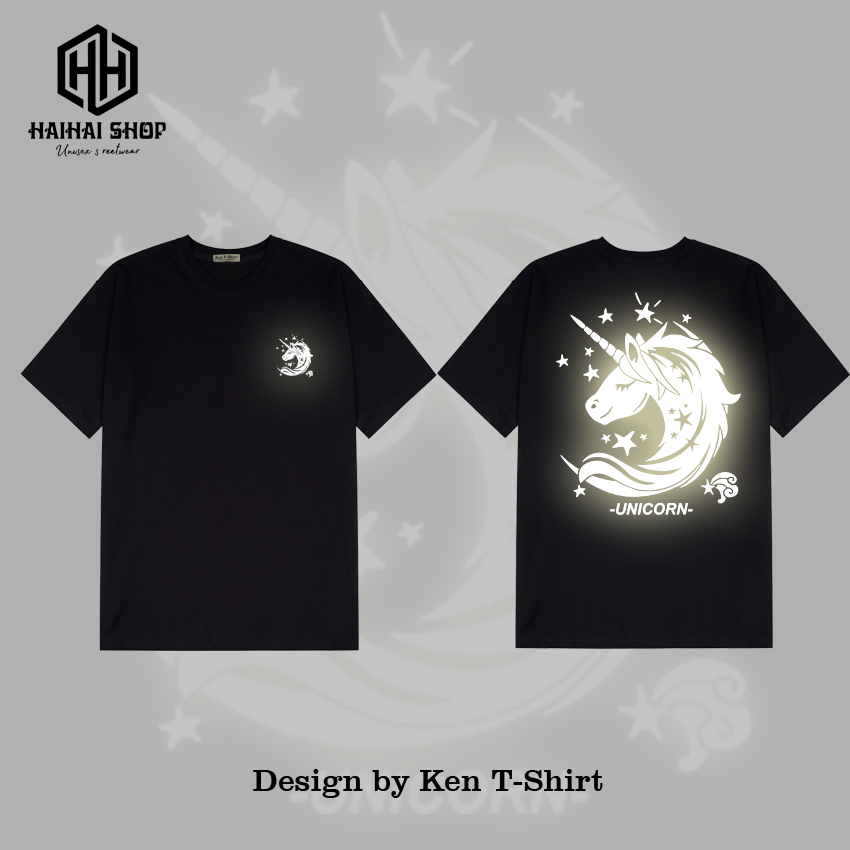 [HCM]Áo Thun Phản Quang Unicorn Cotton 75% Form Rộng Unisex Nam Nữ Rẻ Đẹp HaiHaiShop Ken T-Shirt.
