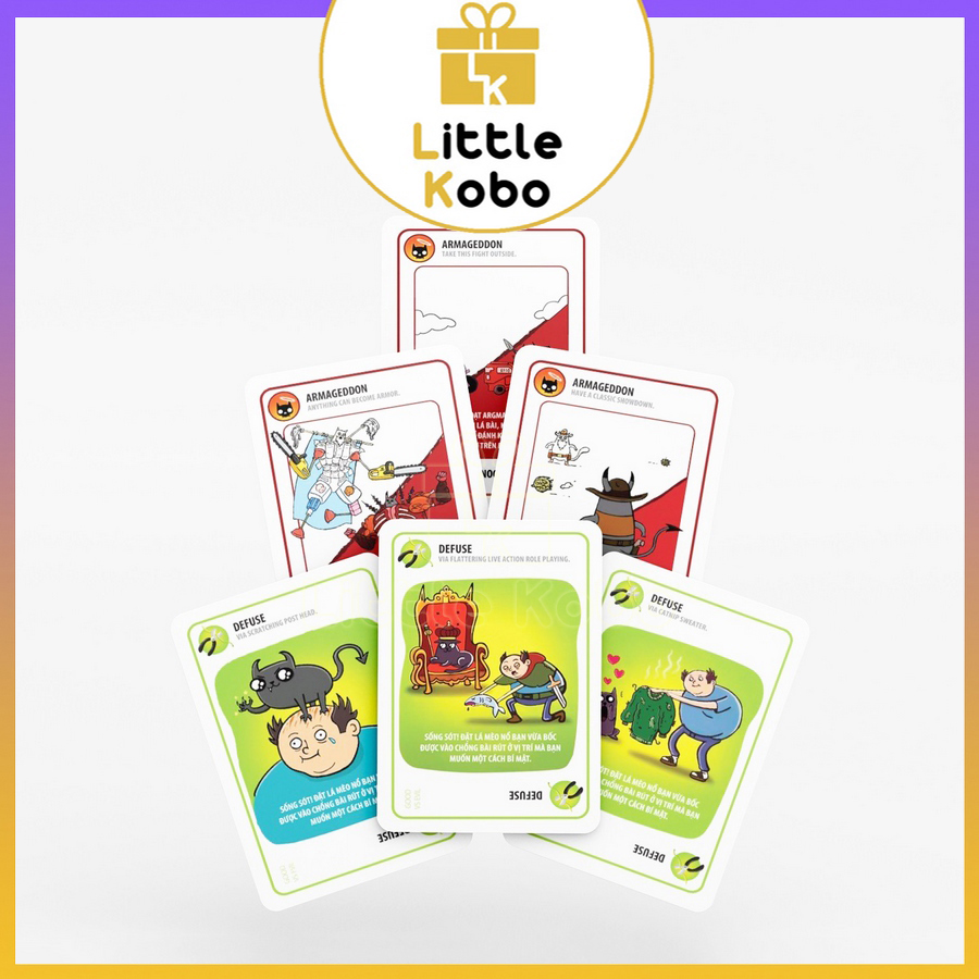 [Hộp Trắng Đỏ] Bài Mèo Nổ Good Vs Evil Exploding Kittens Boardgame 65 Lá Chất Giấy Dày Chống Nước Đồ Chơi Trẻ Em Trí Tuệ