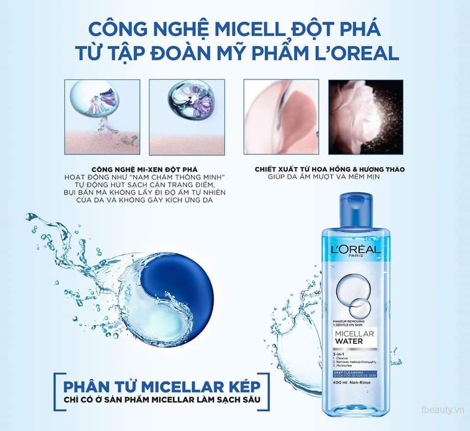 Nước tẩy trang Loreal - L'Oreal Paris 3-in-1 Micellar Water