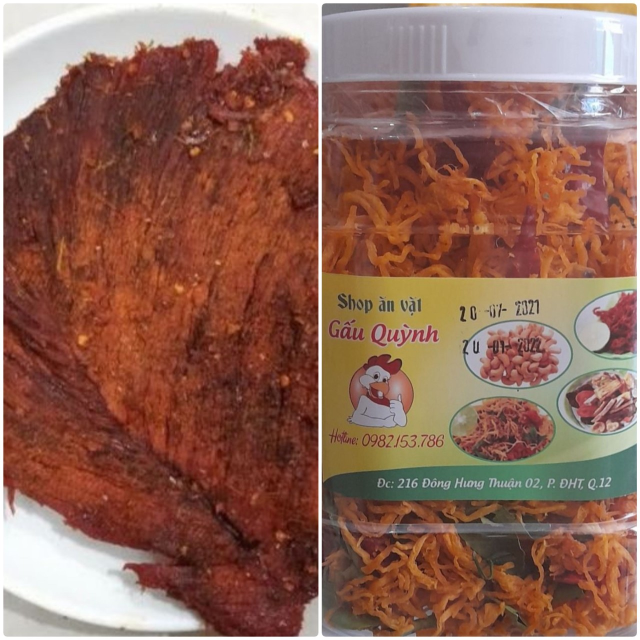 1kg khô bò miếng( chuẩn bò) /2 hũ