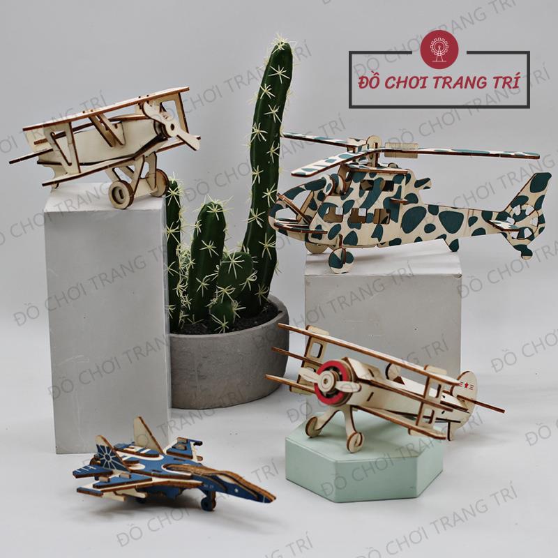 Đồ chơi lắp ráp gỗ 3D - Mô hình MÁY BAY, TRỰC THĂNG CHIẾN ĐẤU