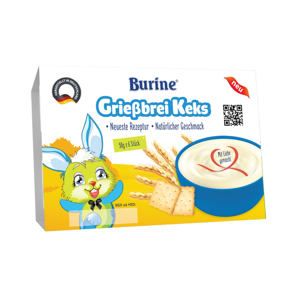 Cháo Sữa Burine Đủ Vị Vani, Bích Quy, Pudding [Lốc 6 hộp x50g [Date 07/2024]