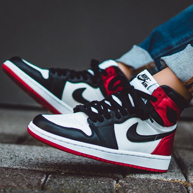 Giày Sneaker J0rdan 1 High satin Black toe ( JD1 Màu đỏ đen mũi giày trắng)