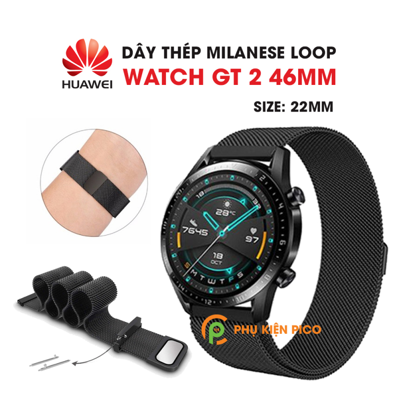 Dây đồng hồ Huawei Watch GT 2 Milanese Loop 22mm bằng thép không gỉ có khóa nam châm – Dây thép Milanese Loop