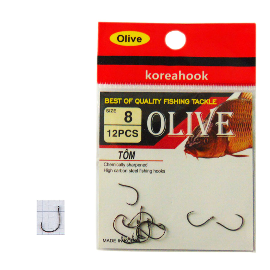 Lưỡi Câu Tôm Olive Korea Hook (giá nguyên vỉ)