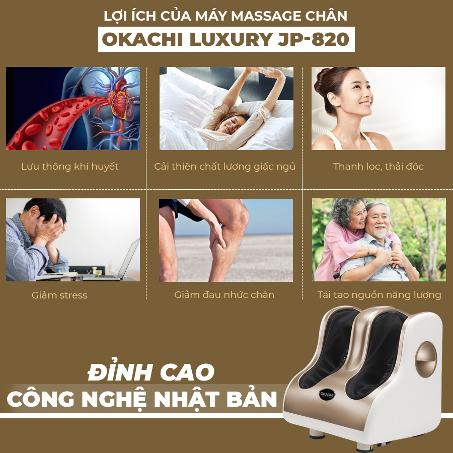 [HCM]Máy massage chân OKACHI JP-820 (4 motor)