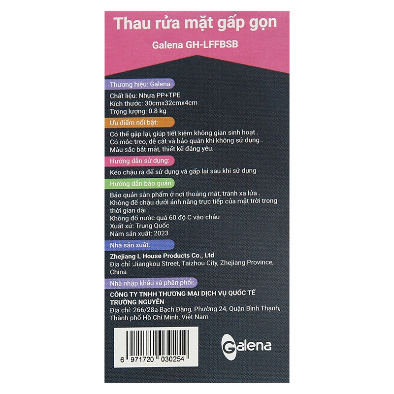 Thau rửa mặt gấp gọn Galena GH-LFFBSB