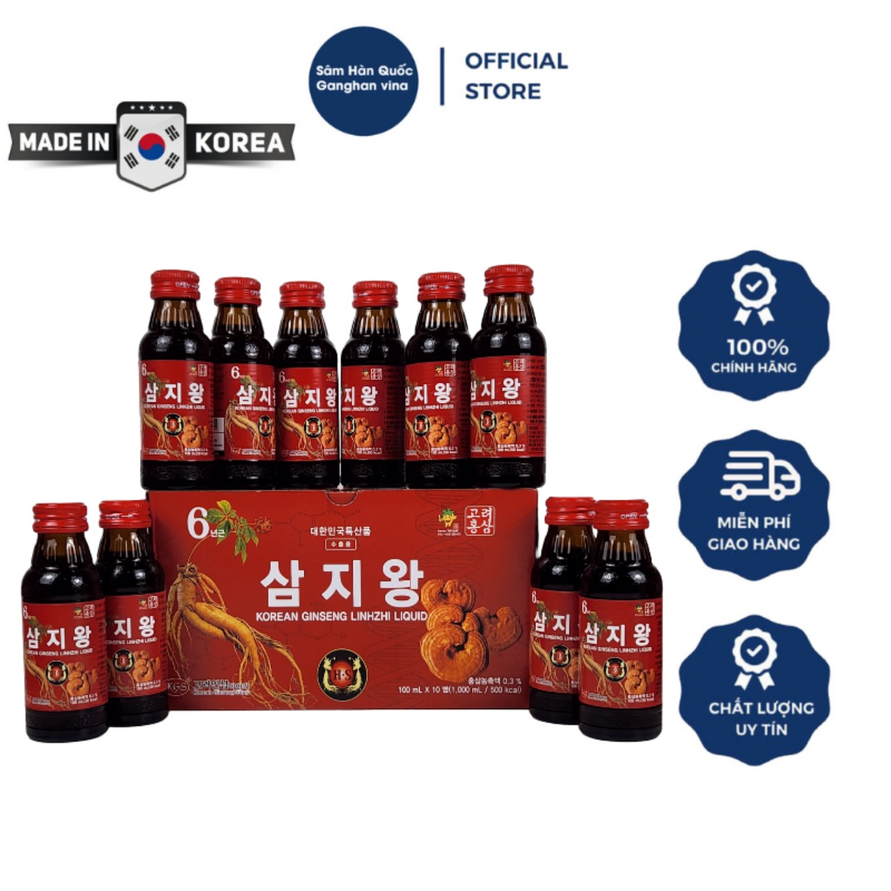 Chiết xuất hồng sâm linh chi kgs hàn quốc hộp 10 chai