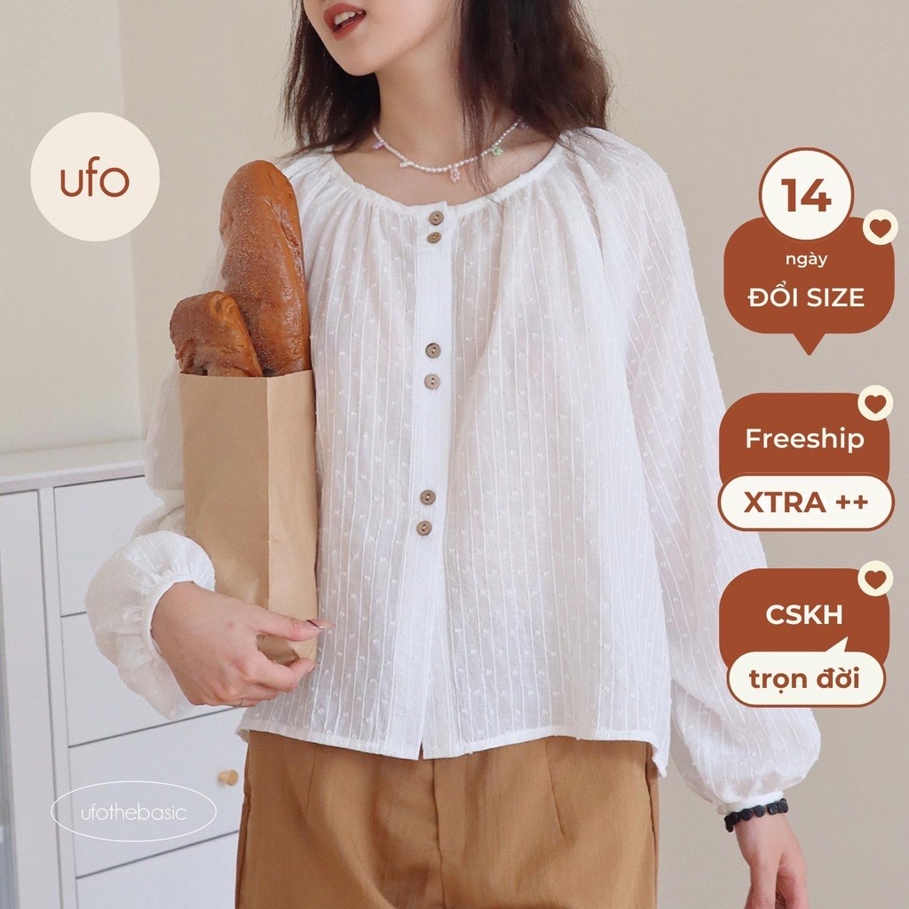 [Nhập LAZLOOK99 GIẢM 100K/500K] Áo dài tay cotton đũi mềm tay bồng bềnh - Cloud Blouse - ufo.thebasic