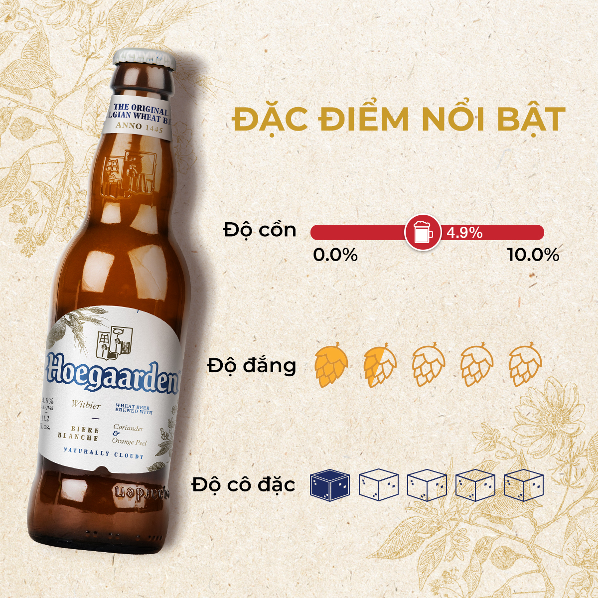 [25.11 - 29.11 VC ĐẾN 100K+FS] Thùng 24 chai bia Hoegaarden White (330ml/chai)