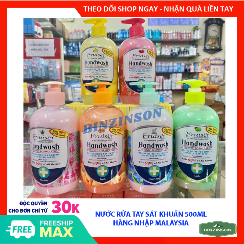 Nước rửa tay FRUISER bảo vệ da tay và diệt khuẩn 500ml hàng nhập Malaysia [ GIAO MẪU NGẪU NHIÊN ] - BINZINSON cao cấp