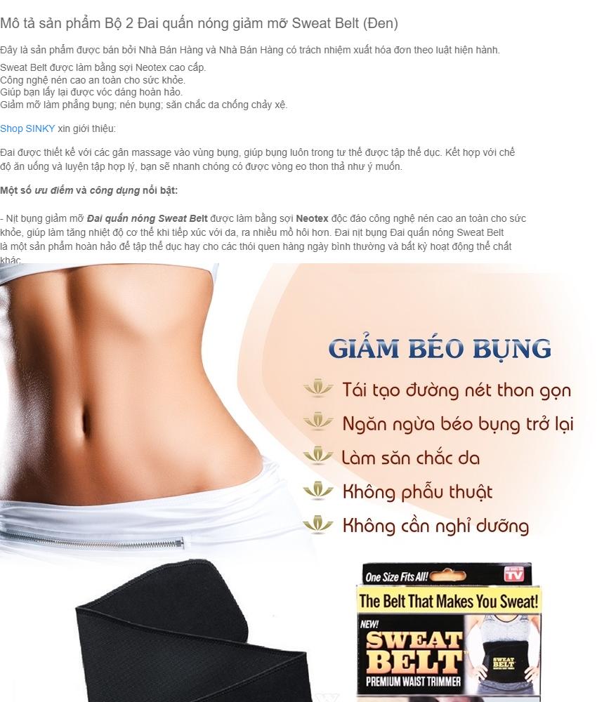 [HCM]Đai quấn nóng giảm mỡ Sweat Belt (Đen)