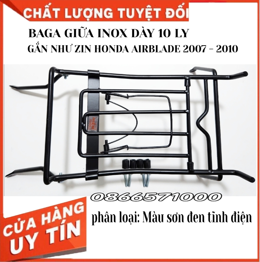 10mm Stainless Steel Middle Baga, Black Painted Stainless Steel, Titanium Color; Honda AirBlade 2007 - 2010 Standard Mounting Hood; Abrasive Restoration Bottle