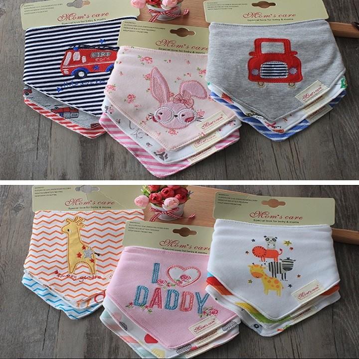 Set 3 khăn yếm tam giác cao cấp mom's care nhiều màu