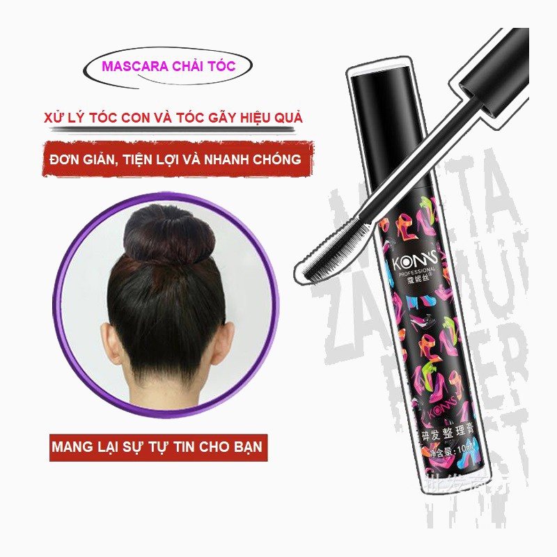 Mascara vuốt tóc con gọn gàng-Lược chải vuốt tóc mascara tạo nép tóc. Tạo tóc con vào nếp gọn gàng dễ thương