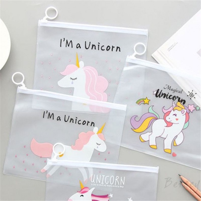 [HCM]Túi Đựng Bút viết Zip Unicorn - Nhắm mắt