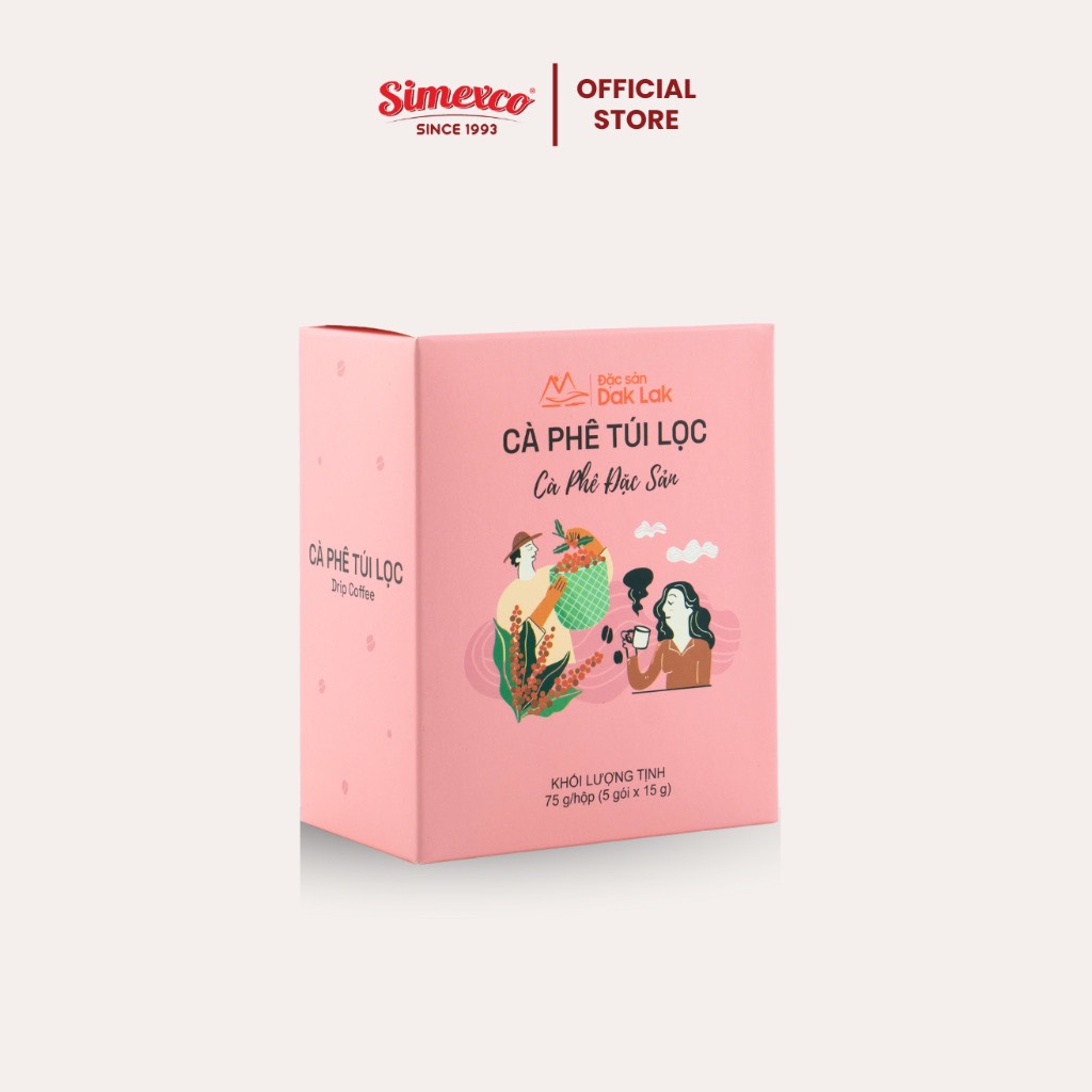Cà phê túi lọc Simexco - Công thức Đặc sản - Cafe Fine Robusta (Hộp 75g chứa 5 gói 15g)