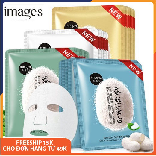 Combo 10 mặt nạ giấy dưỡng da tơ tằm cao cấp Image, mặt nạ dưỡng ẩm giúp da mềm mịn, dưỡng da trắng mờ thâm, làm săn và tăng độ đàn hồi, chống lão hóa, cấp nước, thải độc, phục hồi danội địa Trung Melystore SPU080