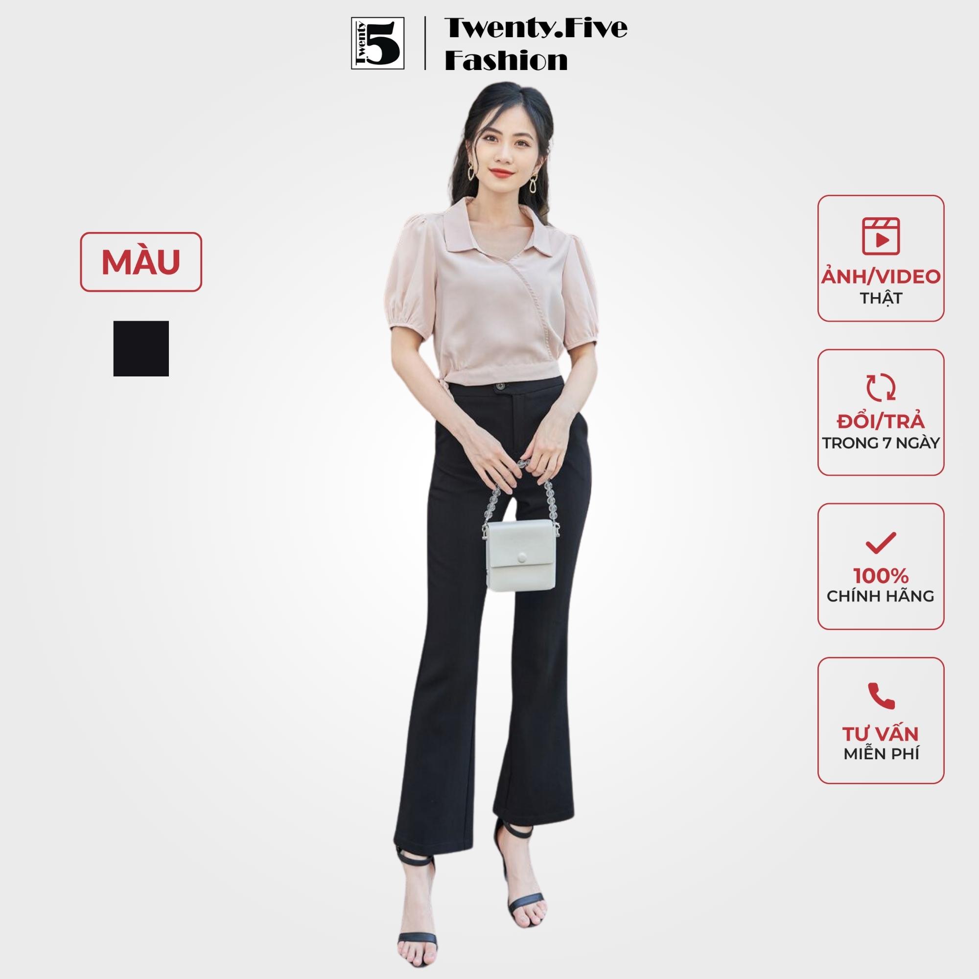 Quần ống loe nữ, quần vải ống loe, quần tây nữ twentyfive nq1