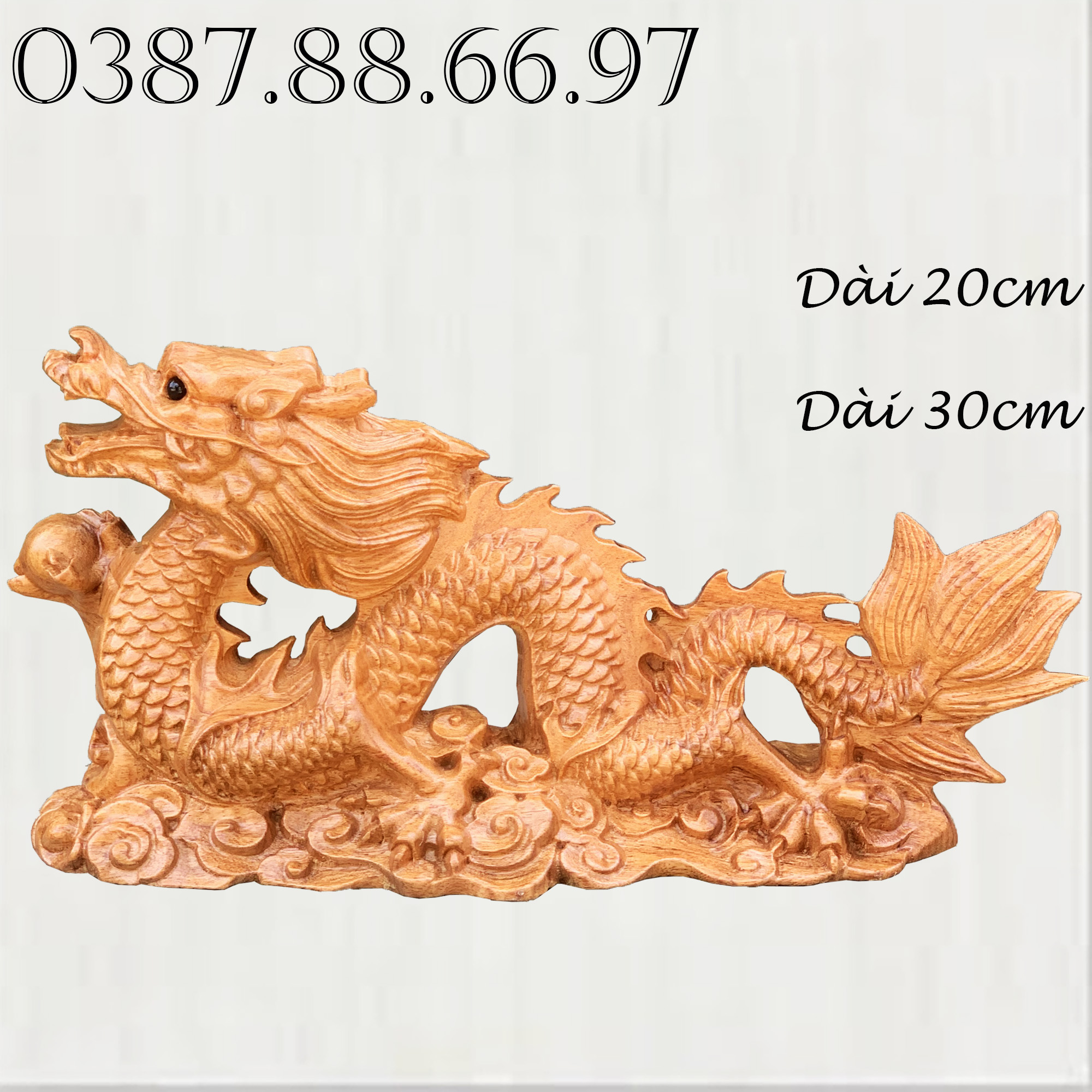 Tượng con rồng bay dài 20 30cm chất liệu gỗ hương cực đẹp