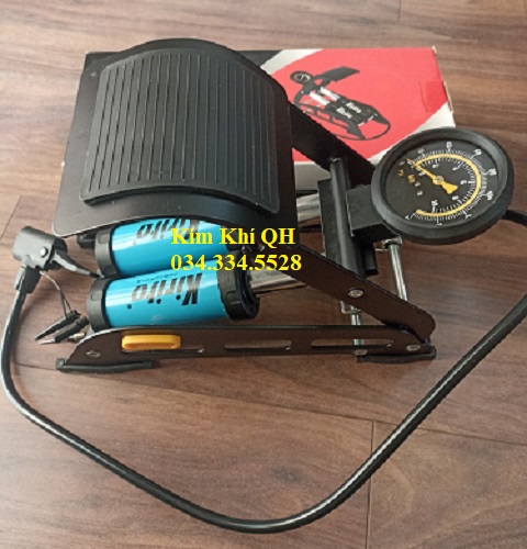 Bơm đạp chân 2 ống kirito chính hãng bơm oto, bơm xe máy, bơm xe đạp, bơm bóng, có đồng hồ đo áp suất