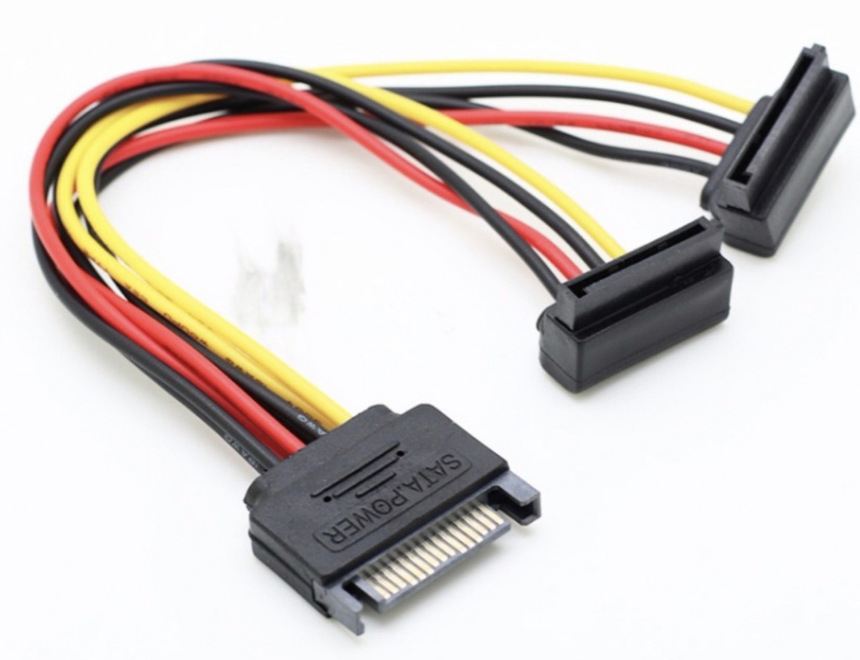 [HCM]Cáp chia nguồn SATA 1 thành 2 - Dây nguồn SATA 1 ra 2 cong bẻ góc trái 20Cm - Cáp nguồn SATA chữ Y cho HDD/SSD/DVD-R