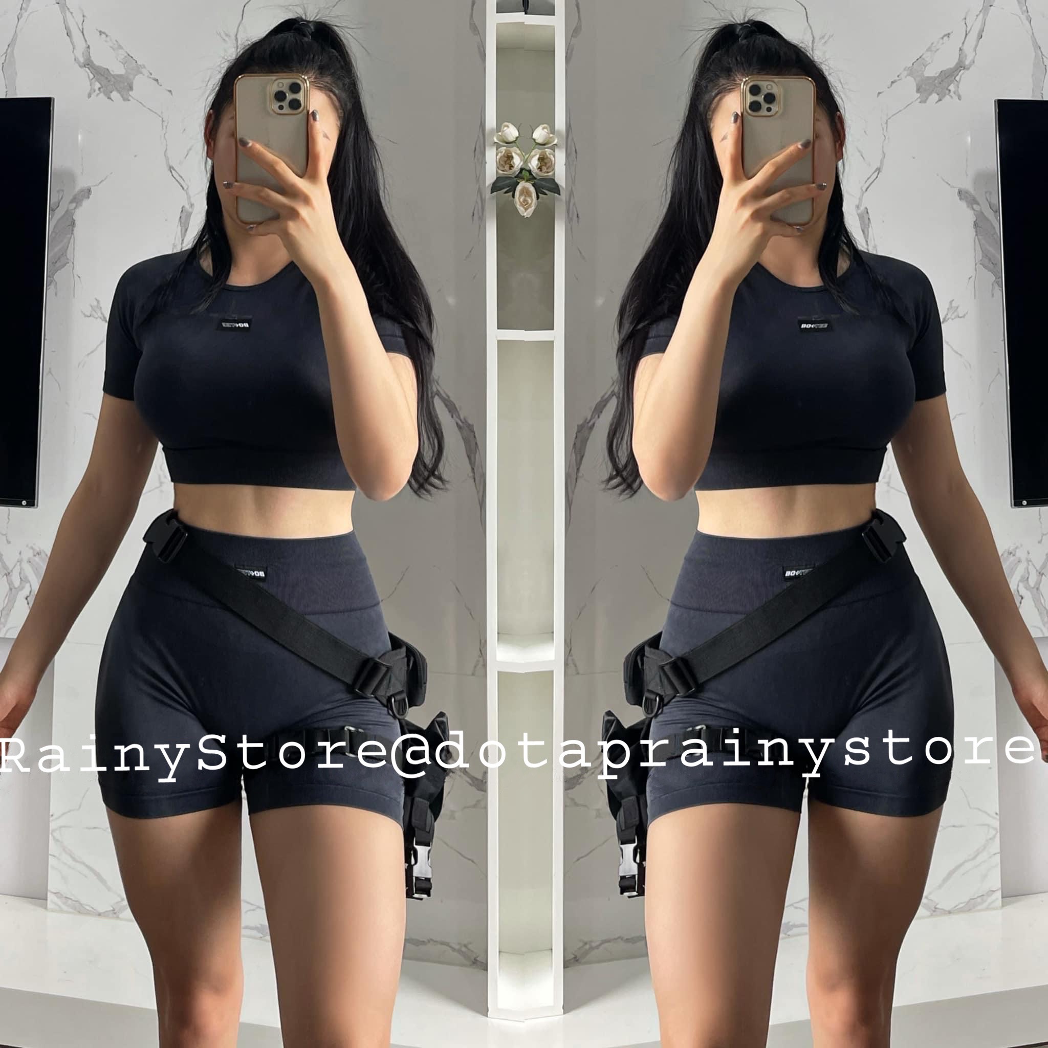 Bộ Tập BoTee Wash Crop Top Short