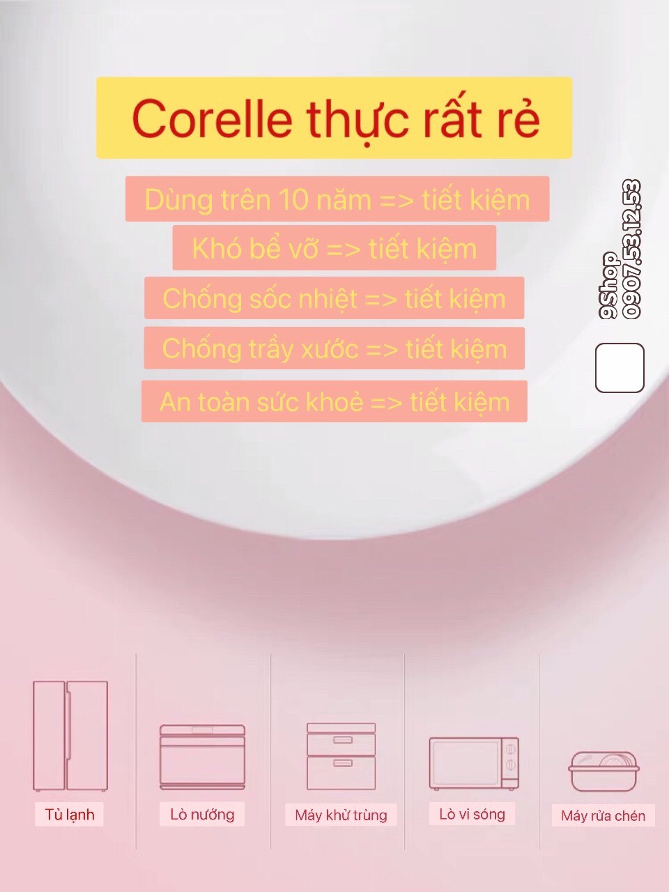 Corelle USA - Winter Frost White - 01 chén/bát cơm [325ml] MS411 N-LP