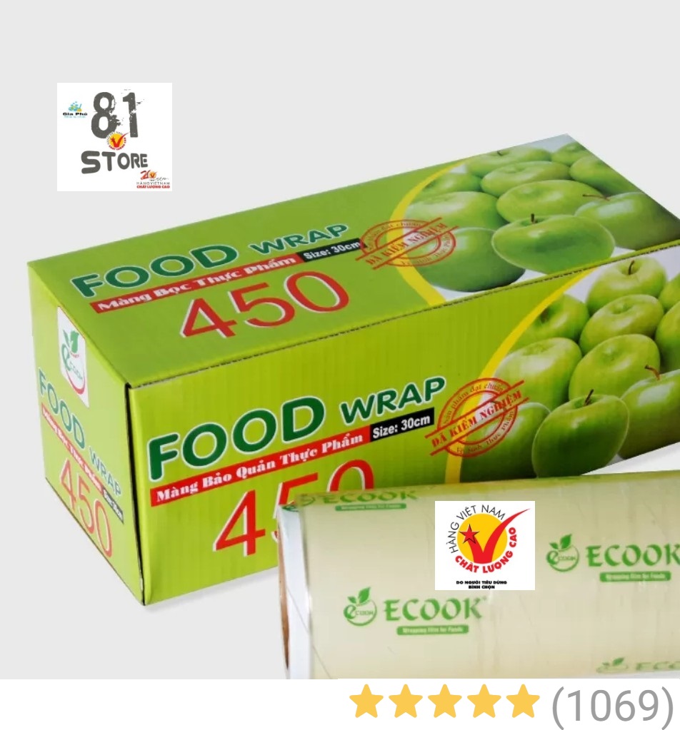 [SIZE LỚN (30cm x 400Y)] Màng bọc thực phẩm PE CHÍNH HÃNG ECOOK E400