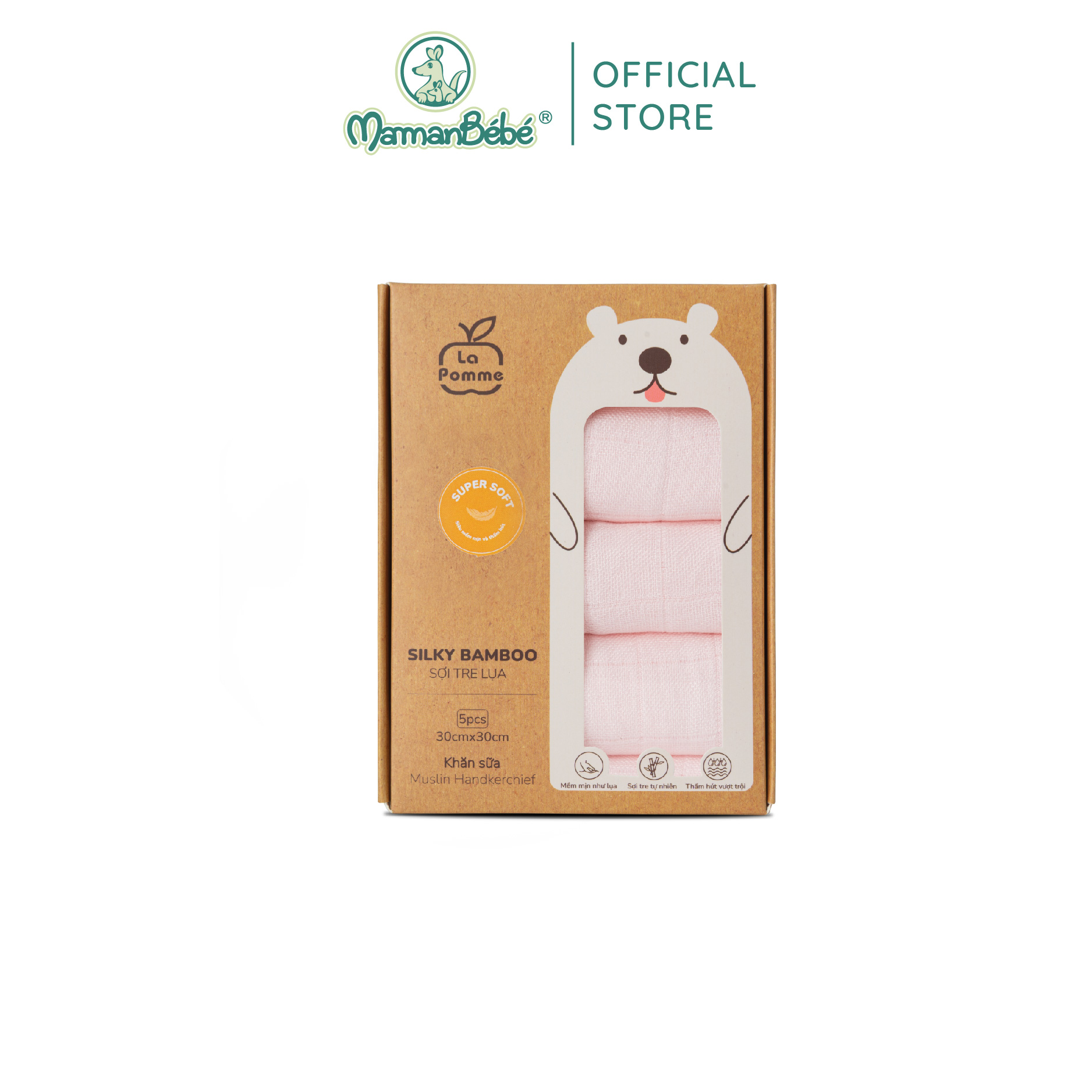K001 Set 5 Khăn sữa sợi tre lụa (30x30cm) La pomme