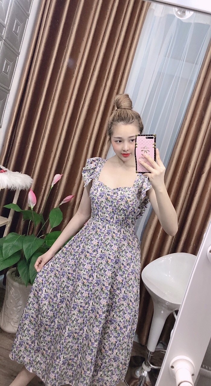 [HCM]Đầm maxi hoa chéo lưng - hình thật - P&T Shop