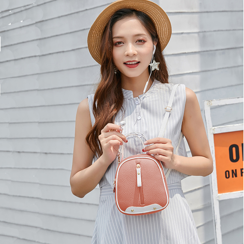 Balo Giả Da Mini Khóa Kéo Dọc BL31 Hồng