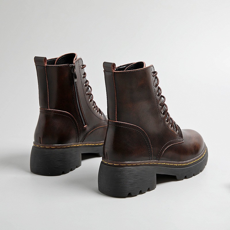 Combat boots (high ver) - Boots da bò nữ phong cách vintage, retro