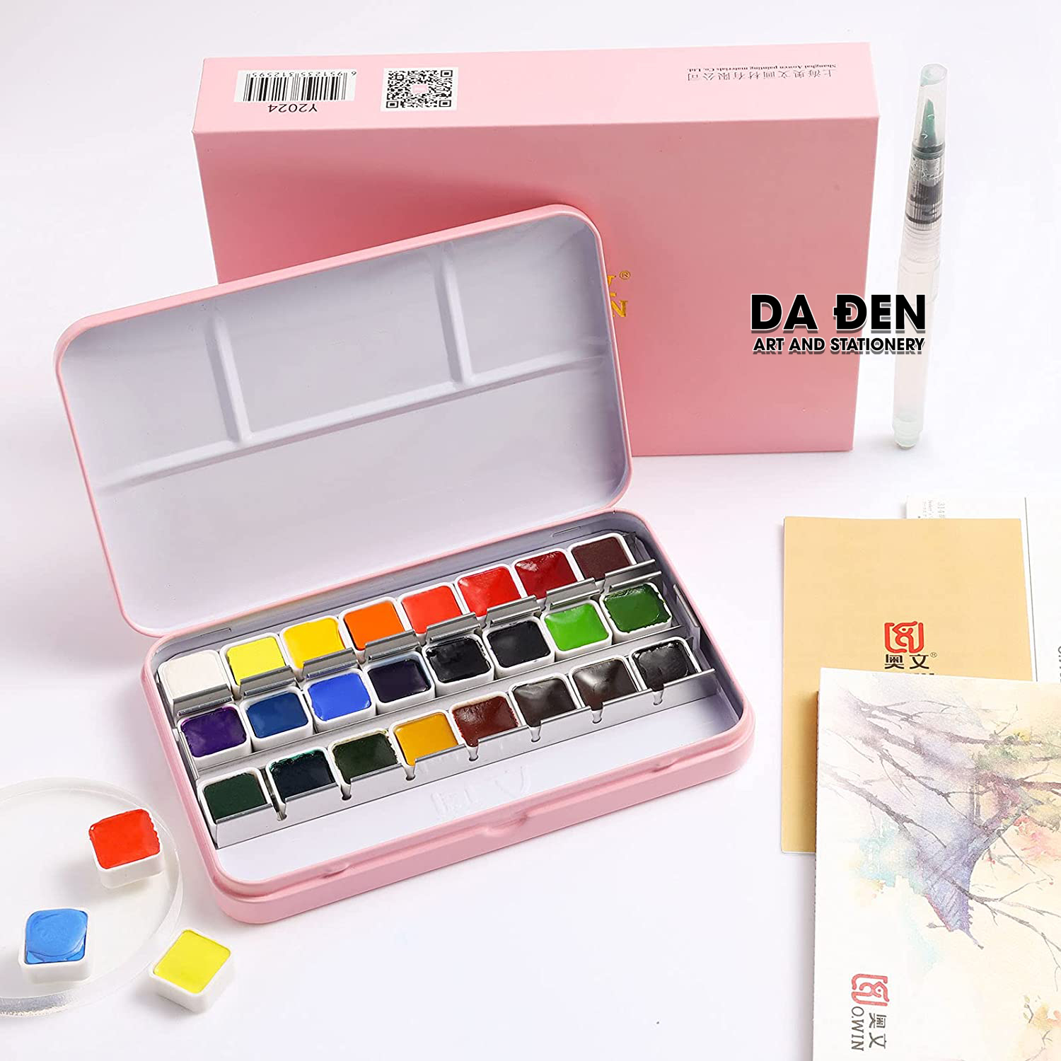 [DA ĐEN] Màu nước OWIN Hộp Sắt 24/36 Màu