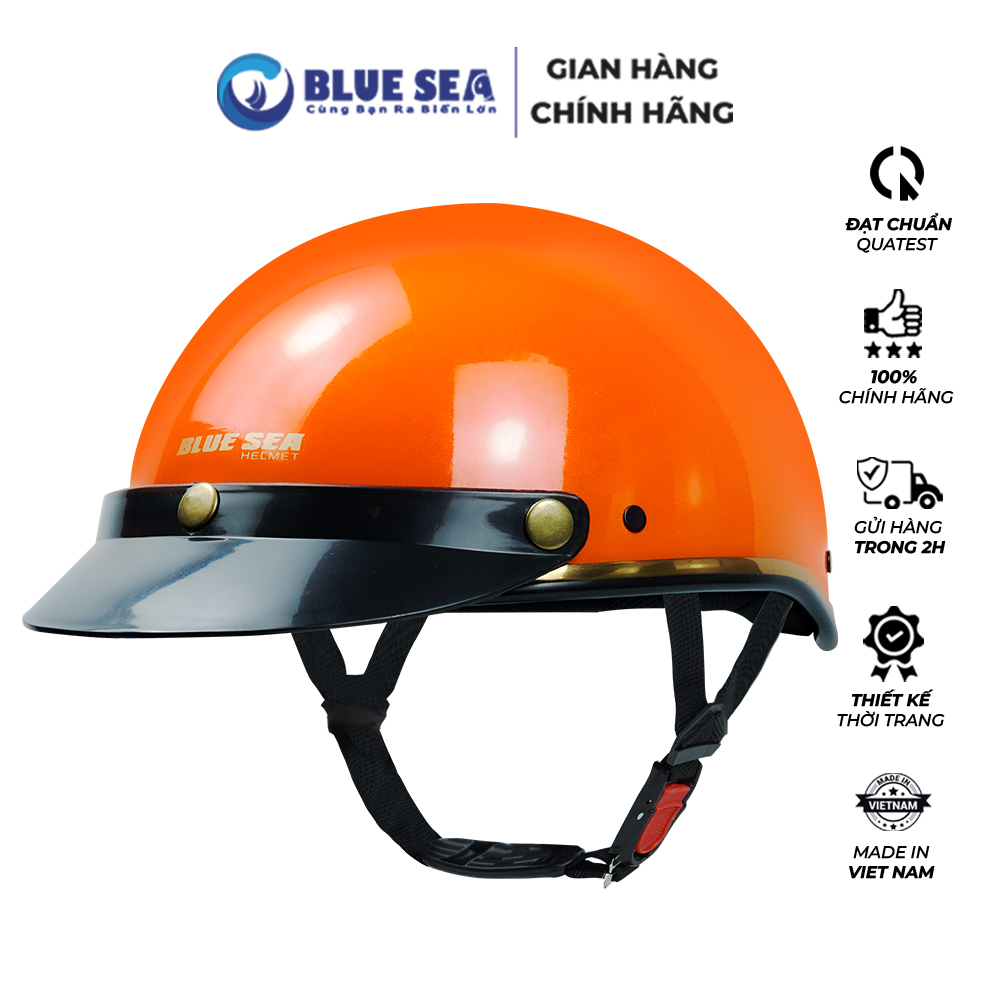 Mũ bảo hiểm 1/2 đầu, nửa đầu BLUE SEA - A366 - Đủ màu sơn Bóng - Thời trang - FreeSize - Chính hãng