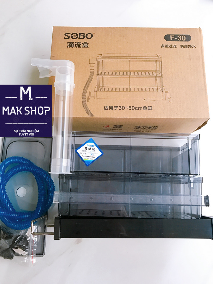 Lọc Dàn Mưa Sobo F-30 (3 Tấc) 2 Tầng Mica Cho Hồ Cá Cảnh, Mẫu Mã Đẹp, Chắc Chắn, Hiệu Năng Lọc Cao