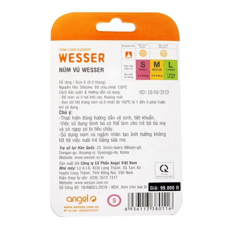 Núm ti Wesser cổ rộng siêu mềm (Giá bán 1 chiếc)