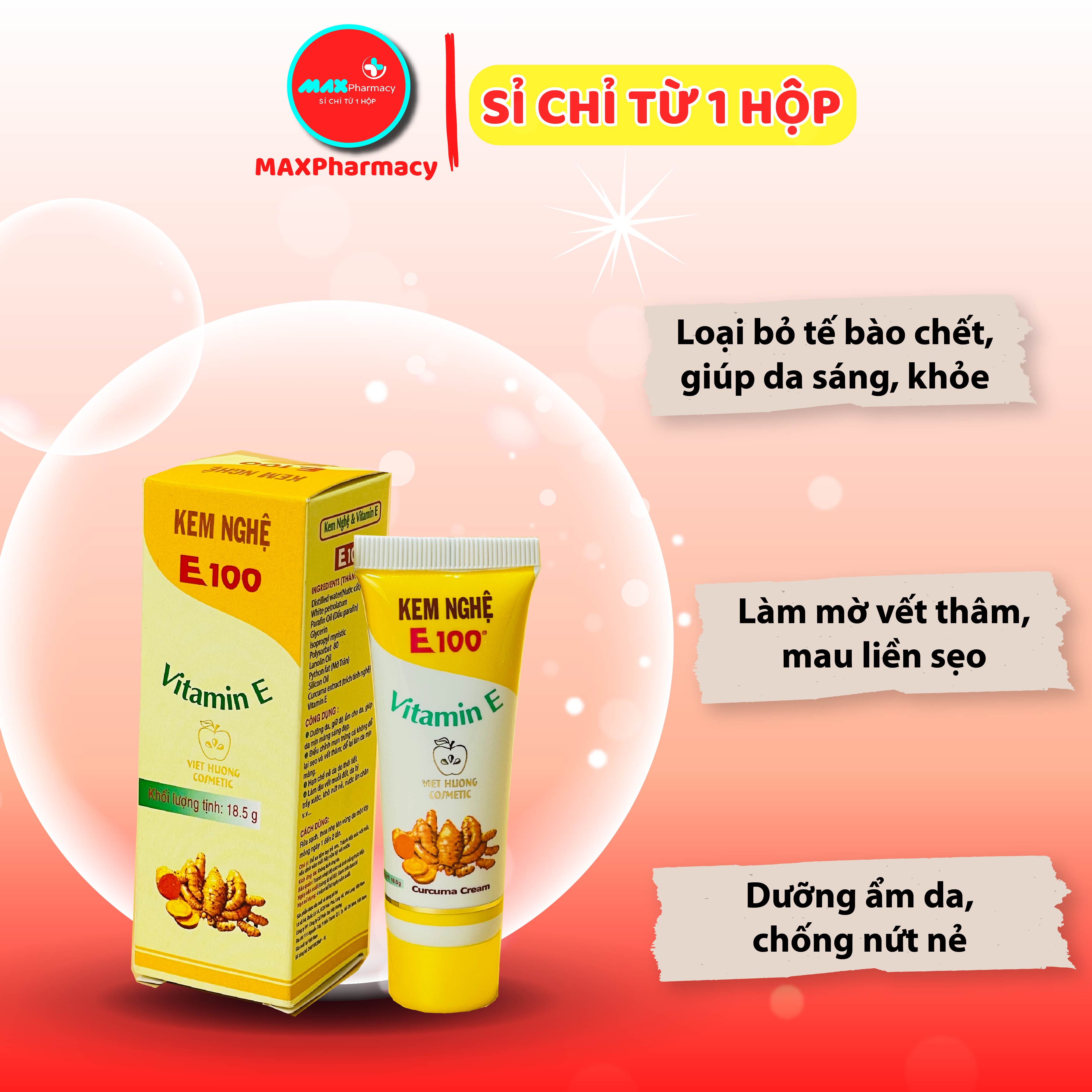 Kem Nghệ E100 Dưỡng da mụn Mờ thâm sẹo 18,5g - Maxpharmacy