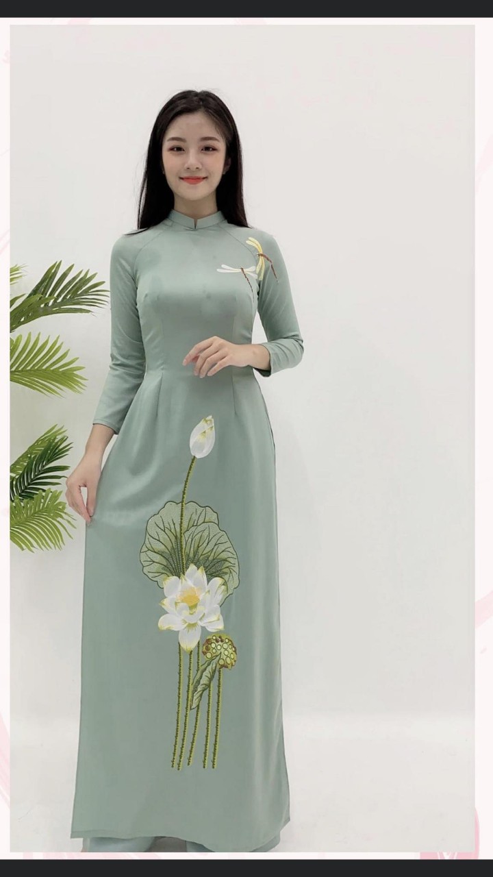 Bộ áo dài lụa Tây Thi thêu hoa nhiều mẫu để chọn