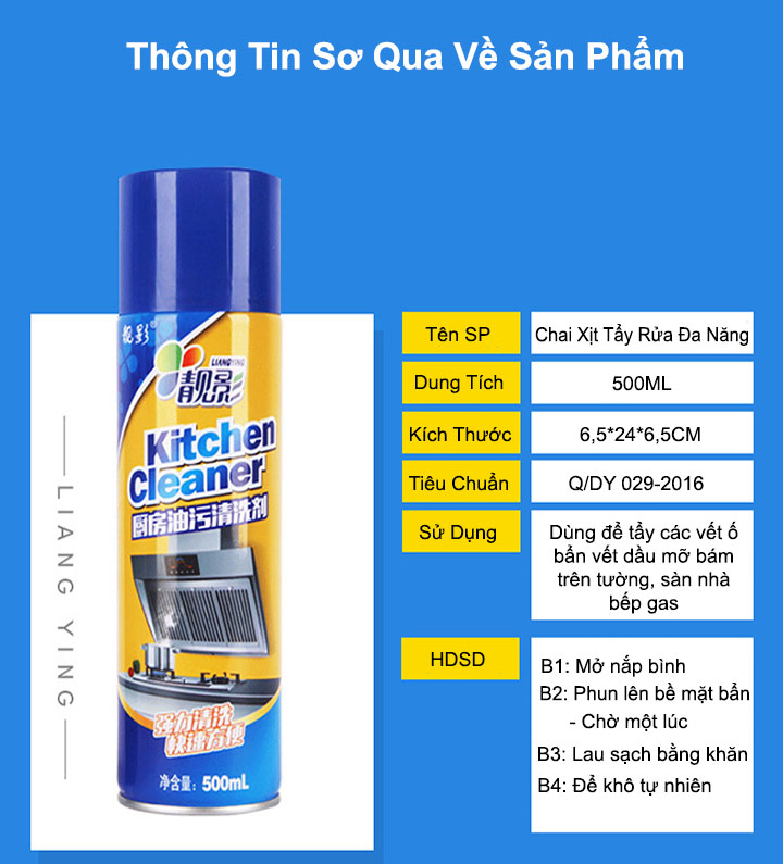 Chai Xịt Tẩy Rửa Đa Năng Kitchen Cleaner 500ml