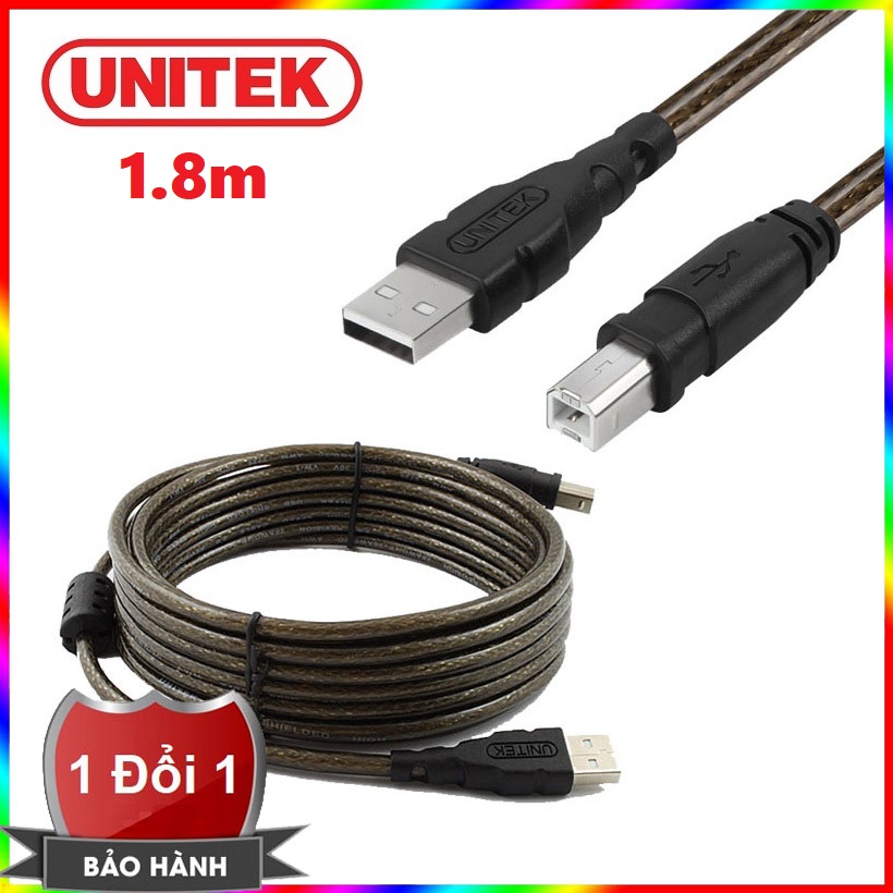 Cáp tín hiệu usb máy in, máy scan 1.8m unitek y-c419