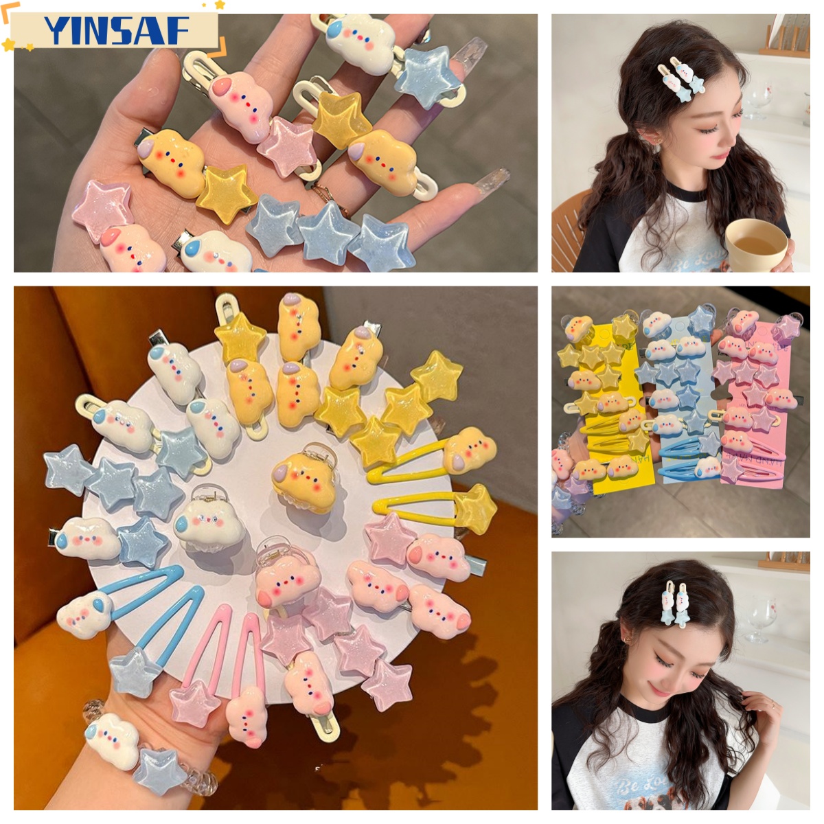 🌸kẹp tóc & Dễ thương mây sao kẹp tóc~YINSAF🌸