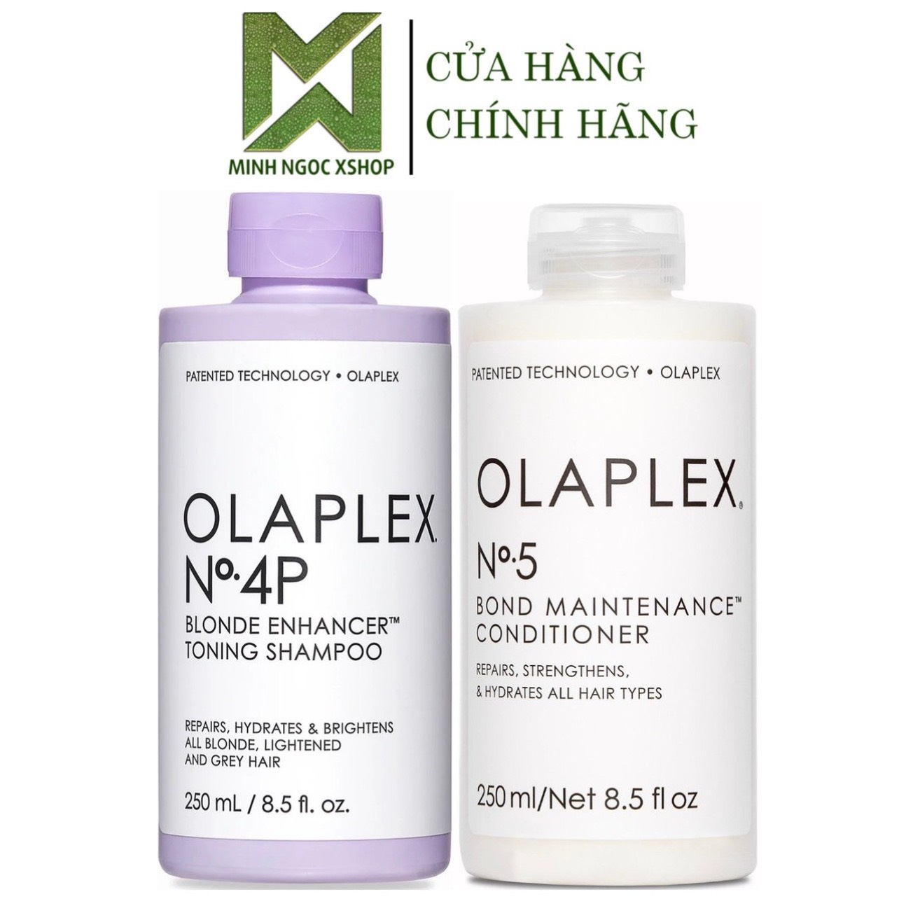 Combo dầu gội tím khử vàng Olaplex NO.4P + dầu xả Olaplex NO5 250ML chính hãng