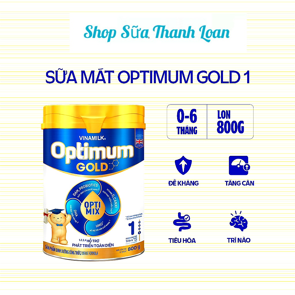 (HSD T4-2026) (MẪU MỚI OPTI MIX) SỮA BỘT VINAMILK OPTIMUM GOLD 1 800G.