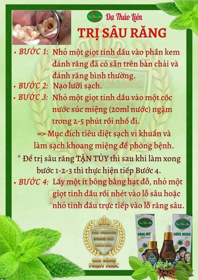 Sỉ 10chai Tinh dầu răng miệng DẠ THẢO LIÊN 5ml Mẫu mới